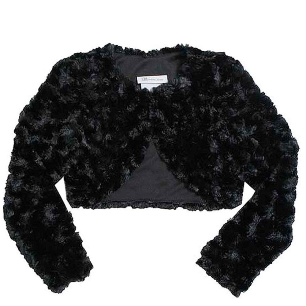 Bonnie Jean Baby black faux fur cardigan